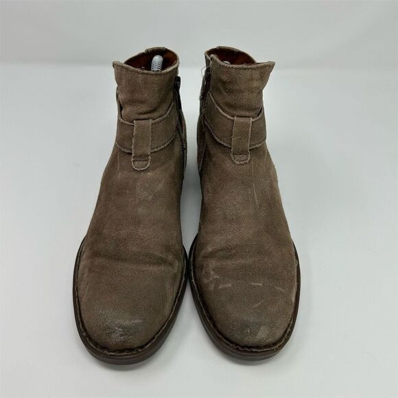 Born Jorgette Women's Heeled Ankle Booties Tan Taupe Brown Suede Size 8 Buckle - Picture 6 of 14